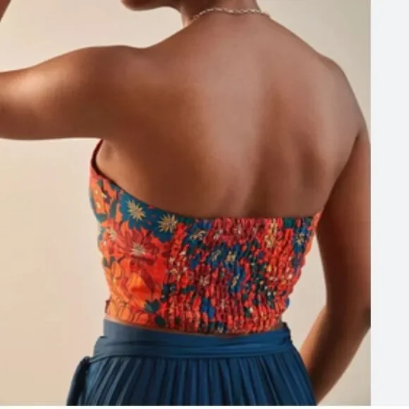 FARM Rio Colorful Floral Strapless Crop Top - Picture 2 of 6